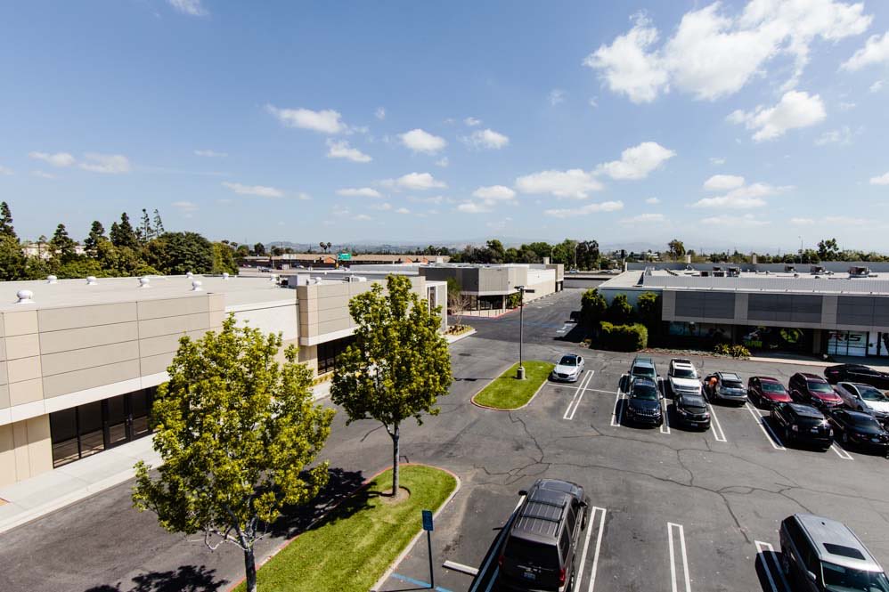 McFadden Place: Parking court and trees