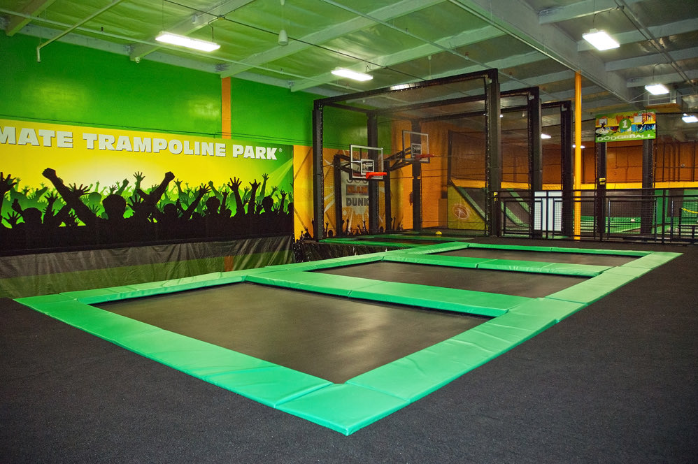 Rockin' Jump: Jump court under the trampoline park mural