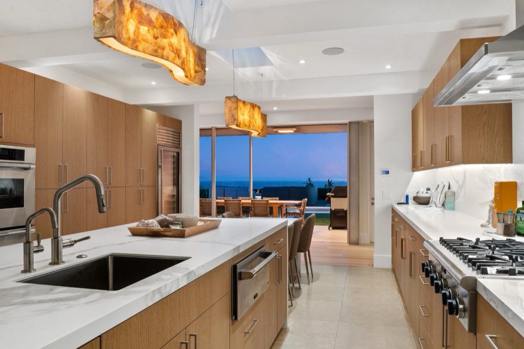Monarch Bay modern: Kitchen at dusk